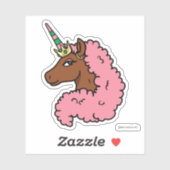 Sticker Unicorne Afro Rose clair (Feuille)