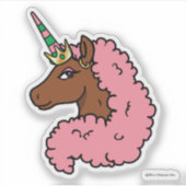 Sticker Unicorne Afro Rose clair (Devant)