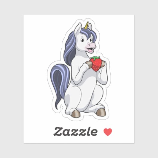Sticker Unicorne aux fruits de fraise (Feuille)