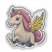 Sticker Unicorne avec ailes d'or (Devant)