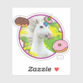 Sticker Unicorne avec beignes (Feuille)