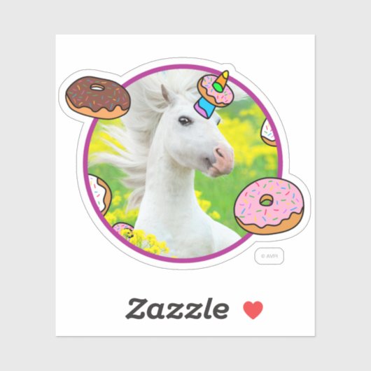 Sticker Unicorne avec beignes (Feuille)