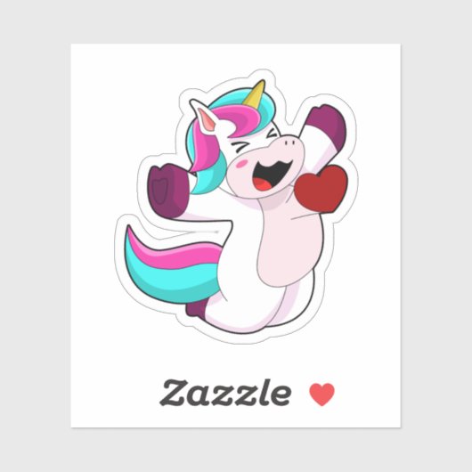 Sticker Unicorne avec coeur (Feuille)