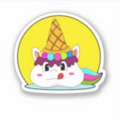 Sticker Unicorne avec cône de crème glacée (Devant)