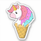 Sticker Unicorne avec crème glacée (Devant)