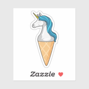 Sticker Unicorne avec crème glacée gaufre