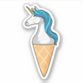 Sticker Unicorne avec crème glacée gaufre (Devant)