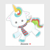 Sticker Unicorne Avec Écharpe, Cute Unicorne, Petite Unico (Feuille)