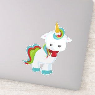 Sticker Unicorne Avec Écharpe, Petite Unicorne, Cute Unico