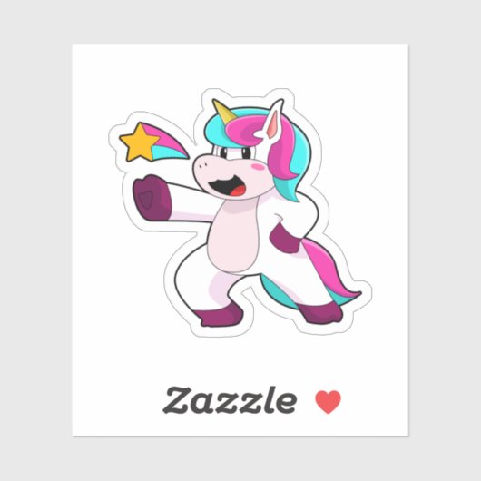 Sticker Unicorne avec étoile (Feuille)