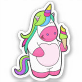 Sticker Unicorne avec gaufre Glace (Recto)