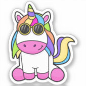 Sticker Unicorne avec lunettes de soleil (Recto)