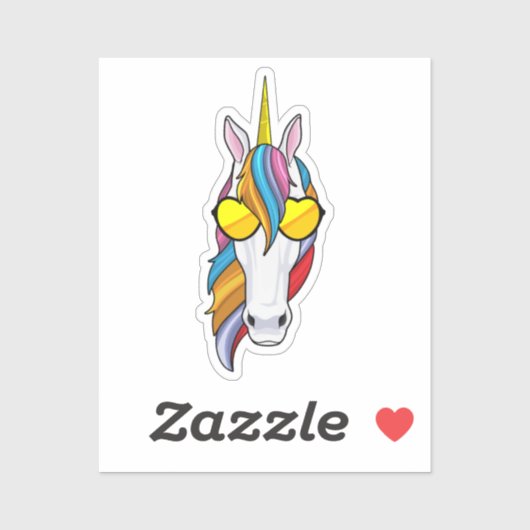 Sticker Unicorne avec lunettes de soleil (Feuille)