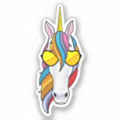 Sticker Unicorne avec lunettes de soleil (Recto)
