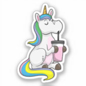 Sticker Unicorne avec thé bulle (Recto)