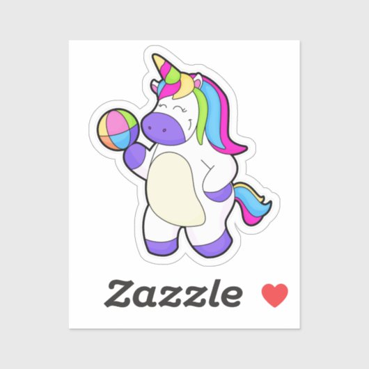 Sticker Unicorne avec volleyball (Feuille)