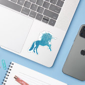 Sticker Unicorne Blue Grunge (Ordinateur portable avec iPhone)