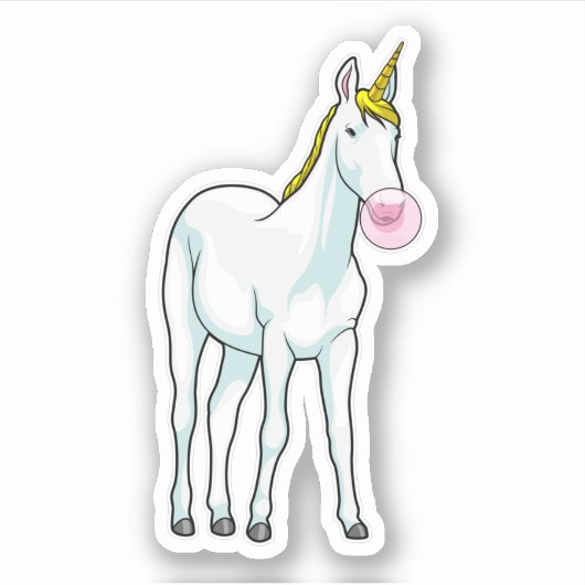 Sticker Unicorne Bubble gomme (Devant)