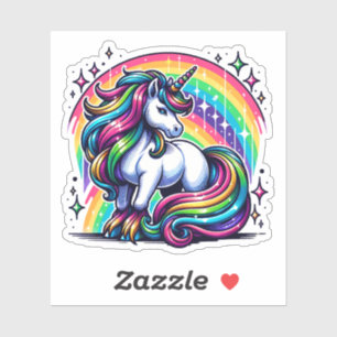 Sticker Unicorne colorée magique et rainbow Sparkles