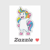 Sticker Unicorne comme coiffeur avec aérosol (Feuille)