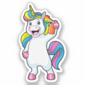 Sticker Unicorne comme coiffeur avec aérosol (Recto)
