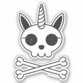 Sticker Unicorne crâne et os croisés (Devant)
