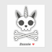 Sticker Unicorne crâne et os croisés (Feuille)