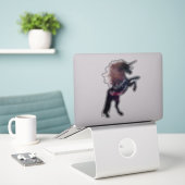 Sticker Unicorne d'espace magique avec texte personnalisab (Ordinateur portable sur le bureau)