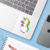 Sticker Unicorne Donut (Ordinateur portable avec iPhone)
