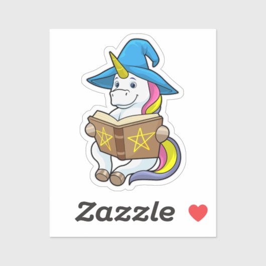 Sticker Unicorne en tant qu'assistant avec livre et Casque (Feuille)