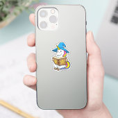 Sticker Unicorne en tant qu'assistant avec livre et Casque (Téléphone)