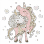 Sticker Unicorne et fille (Devant)