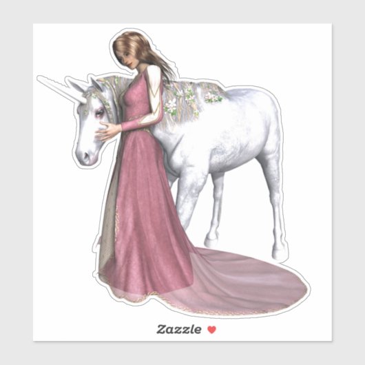 Sticker Unicorne et princesse (Feuille)