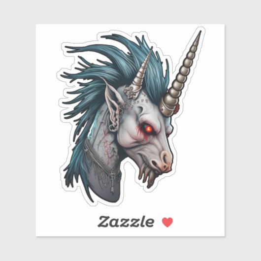 Sticker Unicorne Evil Punk (Feuille)