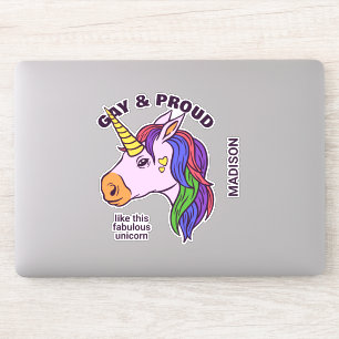 Sticker Unicorne Gay Texte Personnalisé