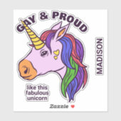 Sticker Unicorne Gay Texte Personnalisé (Feuille)