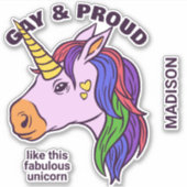 Sticker Unicorne Gay Texte Personnalisé (Devant)