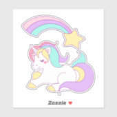 Sticker Unicorne magique avec Rainbow Shooting Star (Feuille)