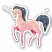 Sticker Unicorne nordique rose avec Mane noir (Devant)