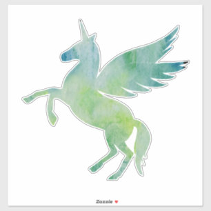 Sticker Unicorne, Pegasus, imaginaire bleu vert