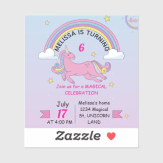Sticker Unicorne personnalisée Faveurs anniversaire pour l