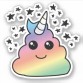 Sticker Unicorne Rainbow Poop Emoji Kawaii (Devant)