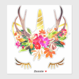 Sticker Unicorne Reindeer Lashes Floral Deer Antlers