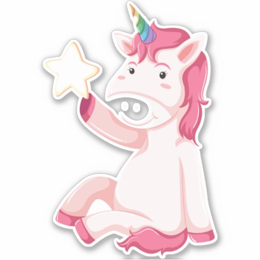 Sticker Unicorne rose drôle (Devant)