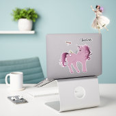 Sticker Unicorne rose et libellules