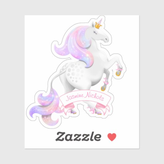 Sticker Unicorne rose Jolie Princesse Étincelle (Feuille)