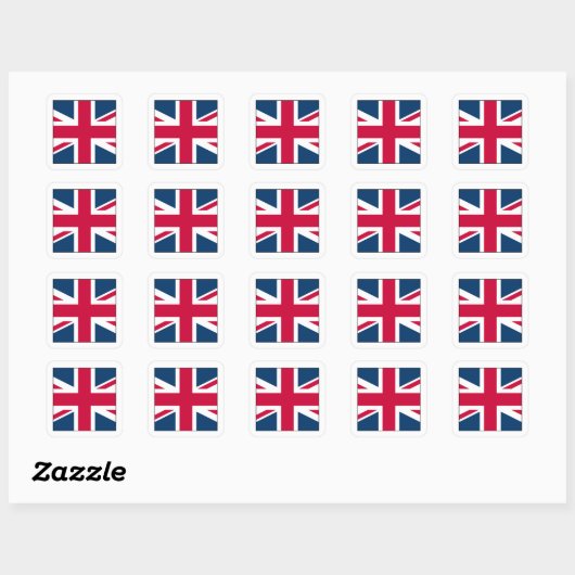 Sticker Union Jack carré avec bordure blanche (Feuille)