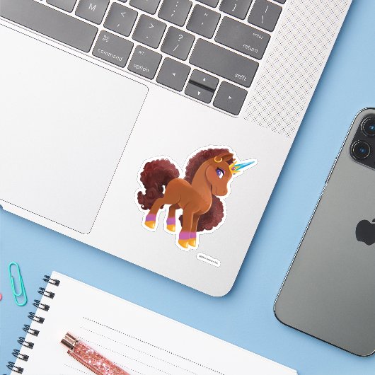 Sticker Unique la licorne debout Fière (Ordinateur portable avec iPhone)