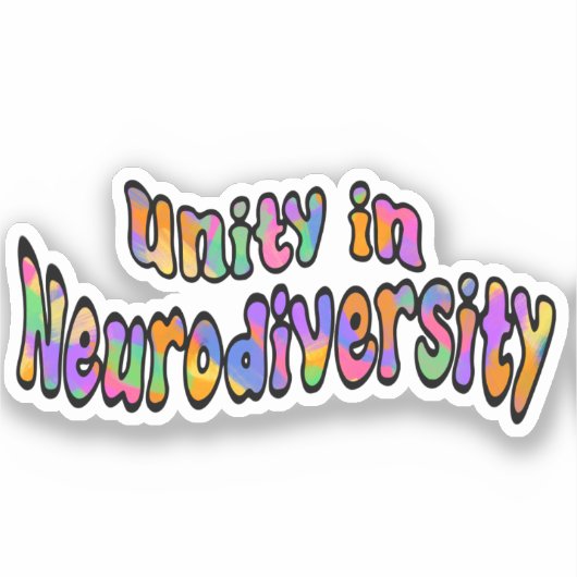 Sticker Unité dans la neurodiversité Typographie arc-en-ci (Recto)