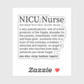 Sticker Unité de soins intensifs néonatals NICU Infirmière (Feuille)